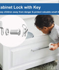 Three Pack Cabinet Locks With Keys One And One Eighth Inch Cam Locks Alike For Cabinets Drawers Doors RV Storage And Mailbox Zinc Alloy Security Lock Set For Tool Boxes And Storage Units with child trying to open drawer