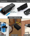 Heavy Duty Push Latch Cabinet Hardware With Magnetic Door Catch, 2 Pack, shown with installation examples and disassembly features