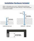 Instruction diagram for 30 Pack Cabinet Pulls Slim Square Bar 3 Inch Hole Center Matte Black including screw sizes and thread depth
