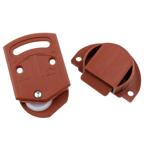Sliding Door Cabinet Roller Gear Track Panel Internal Kit Two Pack With Screws Durable Plastic Replacement For Wardrobe And Cabinet Sliding Doors Easy Install Reusable Components Ideal For Drawer And Cabinet Door Track Systems, brown plastic pieces with roller