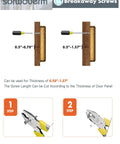 Diagram showing installation of breakaway screws with adjustable length illustration and cutting instructions.