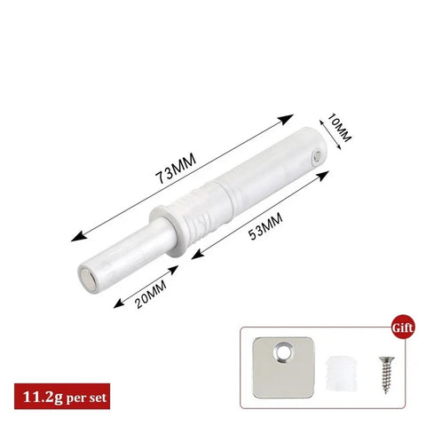 Soft close cabinet damper that quietly cushions doors and drawers, reduces slams, protects surfaces, ABS plastic, dimensions shown