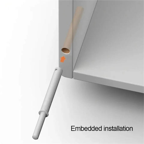 Soft close cabinet damper that quietly cushions doors and drawers, reduces slams, embedded installation view