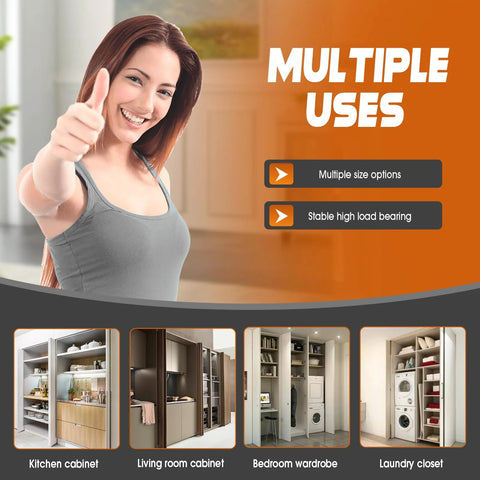 Heavy Duty Cabinet Pocket Door Slide Hardware Set for Kitchen Pantry and Closet promotional image showing multiple uses