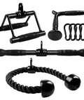 Combo Cable Attachment Set For Home Gym Includes Tricep Rope 27 Inch Double D Handle With Rubber Grips Straight Bar And V Bar