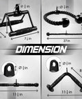 Combo Cable Attachment Set For Home Gym Includes Tricep Rope 27 Inch Double D Handle With Rubber Grips Straight Bar And V Bar dimensions.