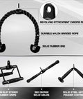 Combo Cable Attachment Set For Home Gym Includes Tricep Rope 27 Inch Double D Handle With Rubber Grips Straight Bar And V Bar