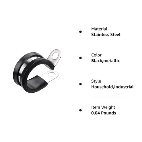 Twenty Pack Half Inch Stainless Steel Cable Clamp With Rubber Cushioned Insulation For Anti Rust Waterproof Conduit Wire Holder