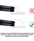 Demonstration of secure wire placement with 60 PCS Clear Adhesive Cable Clips Five Eighth Inch For Cable Management And Outdoor Lights.
