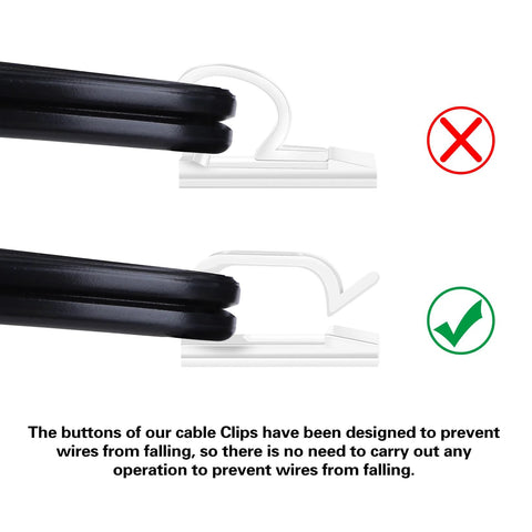 Demonstration of secure wire placement with 60 PCS Clear Adhesive Cable Clips Five Eighth Inch For Cable Management And Outdoor Lights.