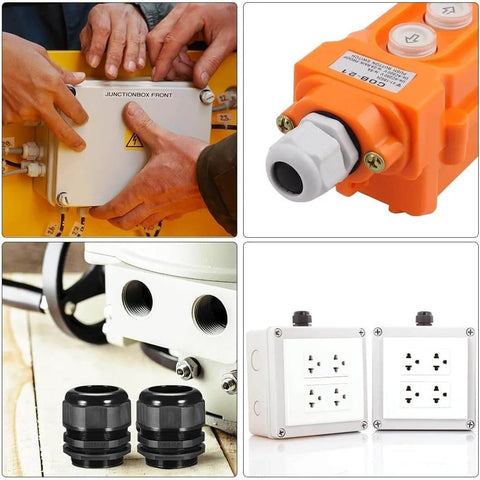 4 Pack M20 Cable Gland Waterproof Plastic Adjustable Connector Kit For 6 To 12mm Diameter Cables White Gland Fittings