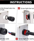Installation steps for Rugged Waterproof Adjustable Cable Glands 3 To 6.5 Mm Nylon With Gaskets And Seals Quarter Inch NPT