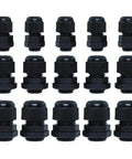 15Pcs Cable Gland Sealing Fittings Set For PG7 PG9 PG11 Plastic Cable Glands With Sealing Ring No Fuss Easy Plug In Tighten PP Plastic Conductor Protector Connector Kit For Electrical Enclosures And Outdoor Use