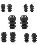 Long Thread Waterproof Cable Glands Set 10 Pack Plastic Adjustable 3 to 13 Millimeters Cable Connectors With Gaskets for PG7 PG9 PG11 PG13.5 PG16 Durable Seals and Easy Install for DIY and Outdoor Electrical Projects