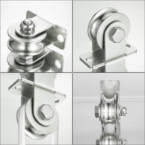 Cable Pulley 48mm Wheel Wall Mount, Bearings Inside, Stainless Steel Rope Pulley for Pulley System, Sliding Gate, Load 1100 LB, 1Pcs