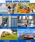 Wide application of cable pulley wheel in rock climbing, hammock, outdoor work, gym, camping, and shipping scenarios.