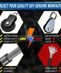 Comparison of upgraded cable pulley system for home gym with steel rope vs nylon, highlighting durability and noise reduction.