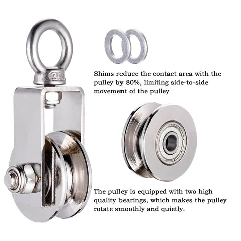 40mm Cable Pulley Wheel, Bearing Inside, Rope Pulley for Pulley System, Gym Equipment, Clothesline and DIY Projects 1Pack