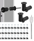 Efficient cable routing kit with four grommets, 30 clips, a one inch spade drill bit, and five sixteenth inch bits.