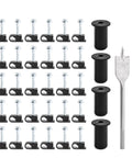 Efficient cable routing kit with four grommets, 30 clips, a one inch spade drill bit, and five sixteenth inch bits for tidy cabling