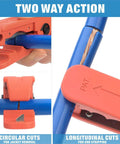Cable Stripper for AWG 12 to 4/0 Round Cables With Radial Cutting Design in use, demonstrating circular and longitudinal cuts.