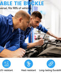 Mechanics using 100 Pcs Nylon Universal Cable Tie Buckle Kit With Pin And Button Design, UV Resistant Plastic Zip Ties for car repairs.