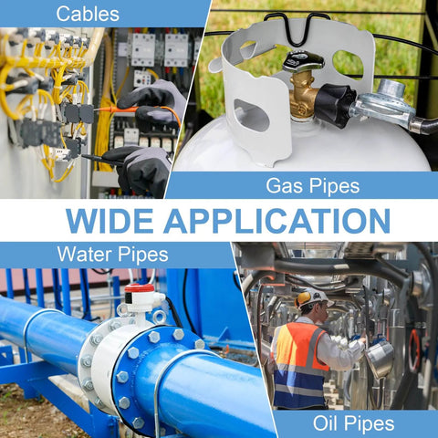 Collage showing wide application of products for cables, gas pipes, water pipes, and oil pipes installation.
