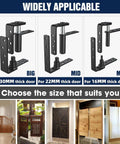 Cafe Door Hinges Double Action Saloon Hardware For Bars And Coffee Shops Heavy Duty 304 Stainless Steel In Black 2 Pack MID Fit Up To 30mm Door Thickness, variety of sizes shown for different door thicknesses