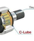 Maintenance-Free Thrust Disk Cam Follower CF8WBUUR/SG, Caged C-Lube Type, high carbon steel, sealed hex head stud view.