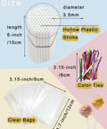 All In One Cake Pop Making Kit With 100 Sticks 100 Clear Treat Bags 100 Colorful Twist Ties Stainless Steel Cake Pop Scoop And Mold