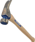 Framing hammer with a 23 oz milled head and nail starter grips nails flush and delivers controlled, heavy blows for wood framing.