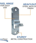 Side view of Cam Action Hasp Lock Mechanism For Enclosed Trailer Doors Latch Replacement Secure Locking System Easy Lift To Engage Or Release Keeps Cargo Safe Made In USA with zinc finish.