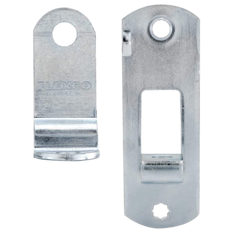 Cam Action Hasp Lock Mechanism For Enclosed Trailer Doors Latch Replacement Secure Locking System Easy Lift To Engage Or Release Keeps Cargo Safe Made In USA - front view of two-piece latch