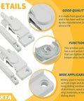 Six pack cam action sash locks in white with diecast construction and keeper for double hung and sliding vinyl windows.