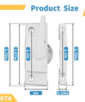 Six pack cam action sash locks provide secure, easy to install protection for double hung and sliding vinyl windows; durable diecast construction, keeper included, compatible with vertical or horizontal sashes, improving safety and anti lift. Image shows white sash locks with dimensions labeled.