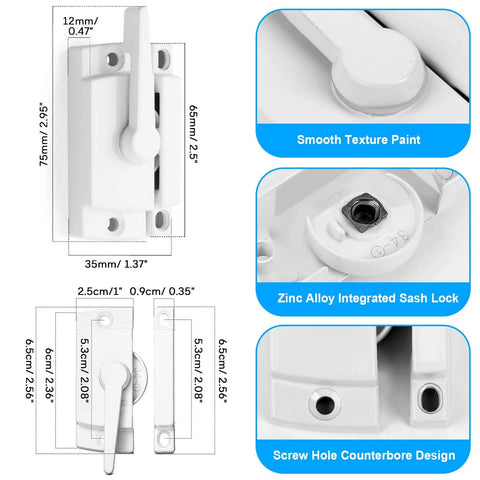 Cam Action Hook Window Sash Locks 10 Pack White Diecast Window Latches With Keeper For Sliding And Double Hung Windows Replacement Hardware Durable Easy Install Secure Locking System