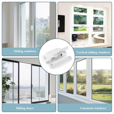 Ten-pack diecast window sash locks with cam action provide secure, easy-to-use latching for double hung and sliding windows; includes screws and keeper for added security on vertical and horizontal sashes in various window types.