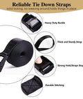 Five Pack Cam Buckle Tie Down Straps 1 Inch By 4 Foot Heavy Duty Lashing Straps For Kayak Cargo, with durable buckle and stitching.