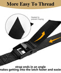 Close-up of Five Pack Cam Buckle Tie Down Straps 1 Inch By 4 Foot Heavy Duty Lashing Straps showing angled strap ends.