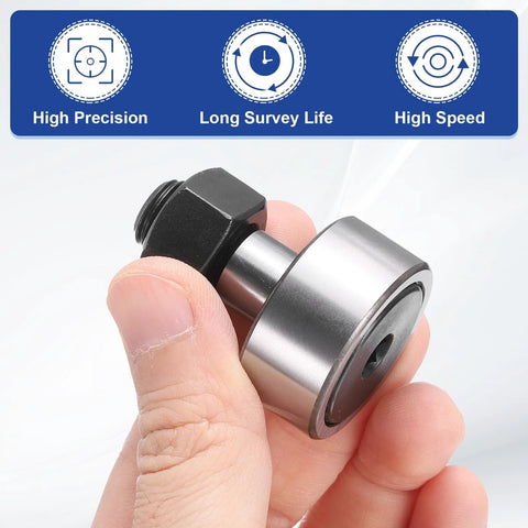 Cam Follower Track Runner Bearing CF12 KRV30 PPA Needle Roller, 30mm diameter, M12 stud, hex socket in hand, high precision, speed, survey life