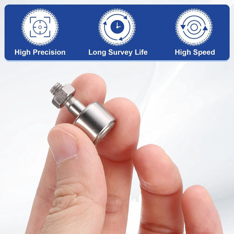 Cam Follower Track Runner Bearing With Beefed-Up 13mm Roller Diameter And 10mm Width, shown between fingers, highlighting size.