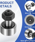 Heavy Duty Cam Follower Track Runner Bearings CF16 KR35 PPX Chrome Steel Needle Roller Stud 3 Pack with M16x1.5mm Thread