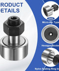 Cam Follower Track Runner Bearing With 47mm Roller Diameter And M20 Stud Type 1-Pack, detailed view with Micro Arc design and hex socket.