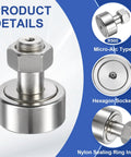 Cam Follower Track Runner Bearing CF20 KR52 X M20 Stud Type with 52mm Roller for Machine Tool Guide Rails, hex socket close-up