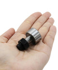 Person holding a 4 Pack Cam Follower Bearings Set For Track Runner KR22 Type Needle Roller, M10 x 1.25mm Thread, 22mm Roller Diameter.