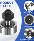Cam Follower Track Runner Bearing with 32mm Roller Diameter and M12 Stud Slotted Head Flat Type Details