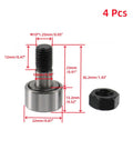 4 Pack Cam Follower Bearings Set For Track Runner KR22 Type Needle Roller, M10 x 1.25mm, 22mm Roller Diameter, Steel, Oedema Brand