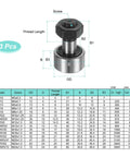 Heavy Duty Cam Follower Track Runner Bearings CF16 KR35 PPX Chrome Steel Needle Roller Stud 3 Pack M16x1.5mm Thread Diagram