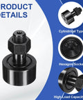 uxcell CF-1-5/8-SB CR26 Cam Follower Track Runner Bearings, chrome steel roller stud track bearing details with hexagon socket