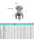 Cam Follower Track Runner Bearing CF20 KR52 X M20 Stud Type With 52mm Roller and specifications chart